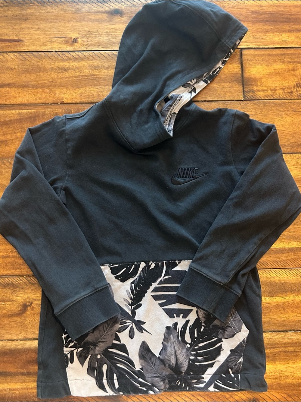 Nike Black Hoodie with Gray Tropical Lining